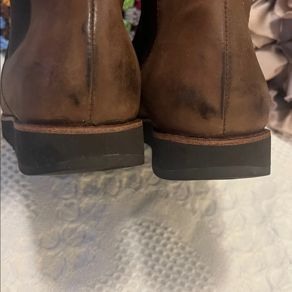 Johnston & Murphy Flex Sole Slip On Brown Distressed Leather Ankle Chelsea Boots